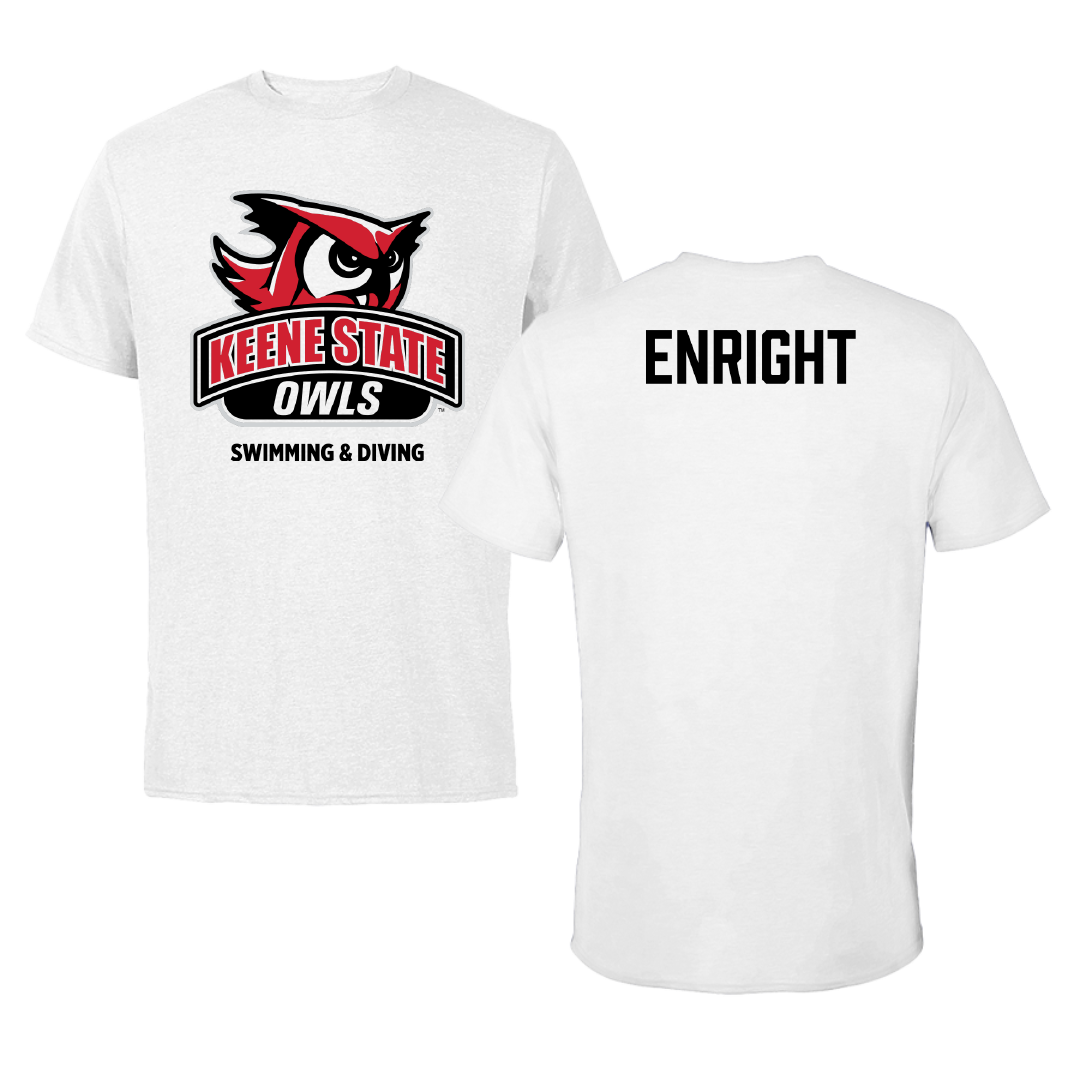 Keene State College Swimming & Diving White Performance Tee - Angela Enright