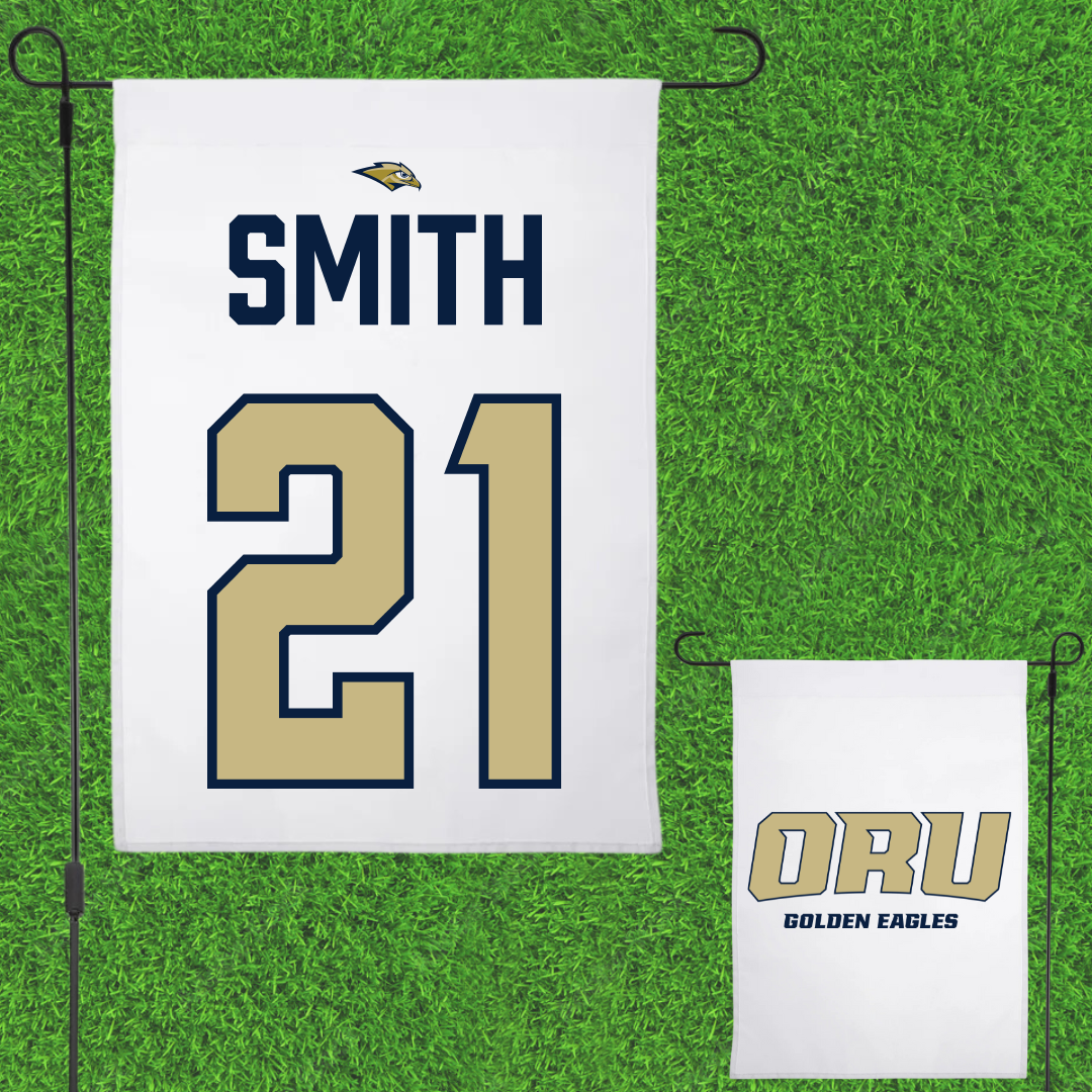 Oral Roberts University Soccer White Garden Flag - #21 Daniel Smith
