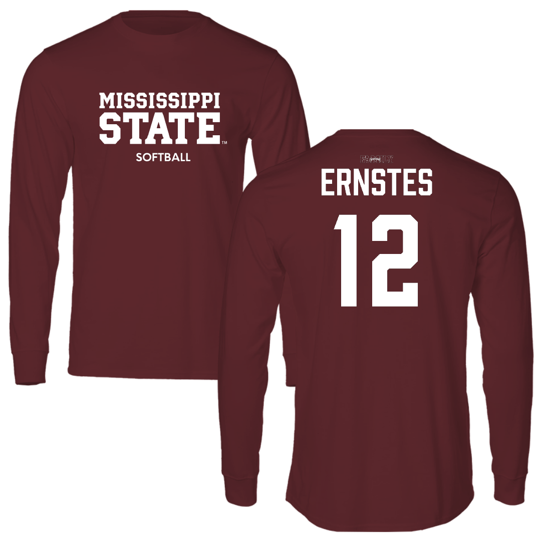 Mississippi State University Softball Maroon Long Sleeve - #12 Paige Ernstes