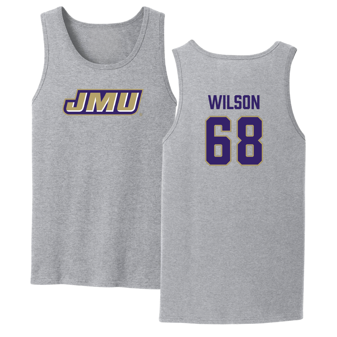 James Madison University Football Sport Gray Tank Top - #68 Trent Wilson
