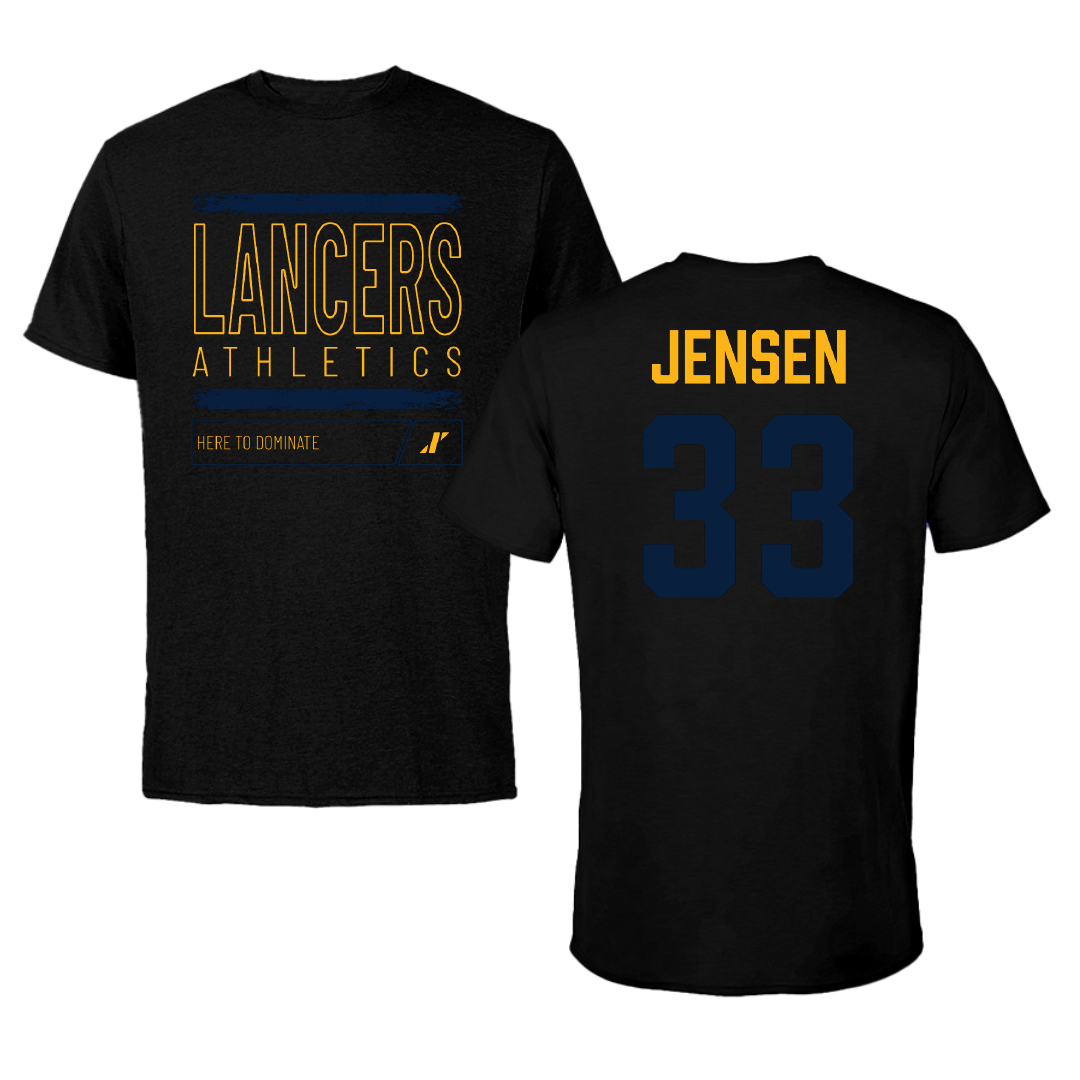 Mount Marty University Basketball Black Dominate Performance Tee - #33 Jake Jensen