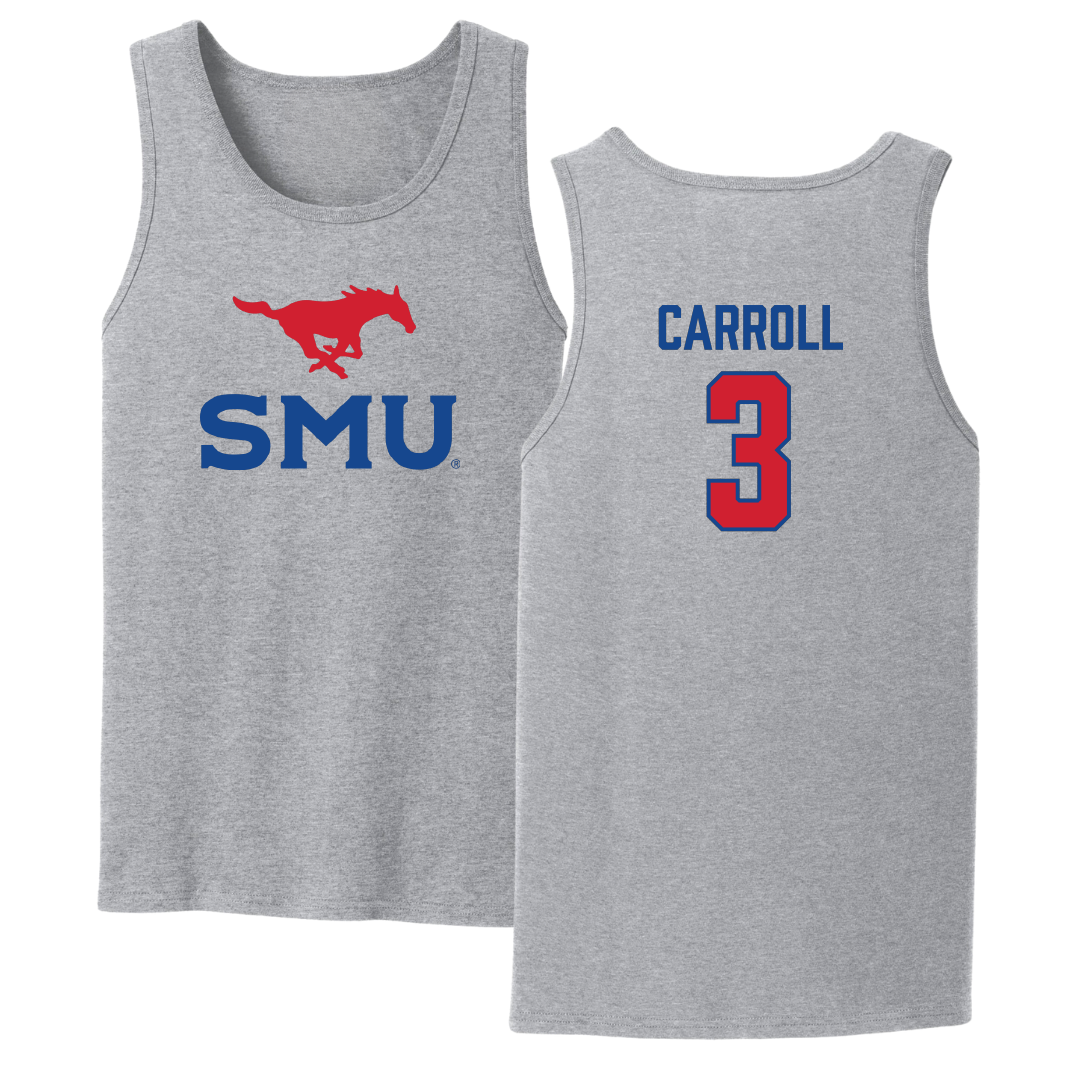 Southern Methodist University Football Sport Gray Tank Top - #3 Jamarion Carroll