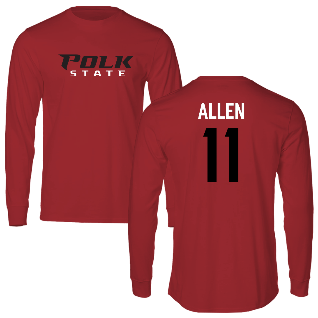 Polk State College Soccer Canvas Red Long Sleeve - #11 Kaylin Allen