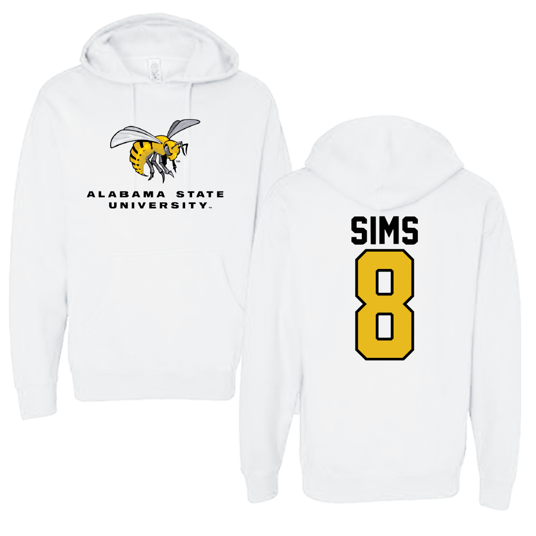 Alabama State University Softball White Block Hoodie - #8 Talee Sims