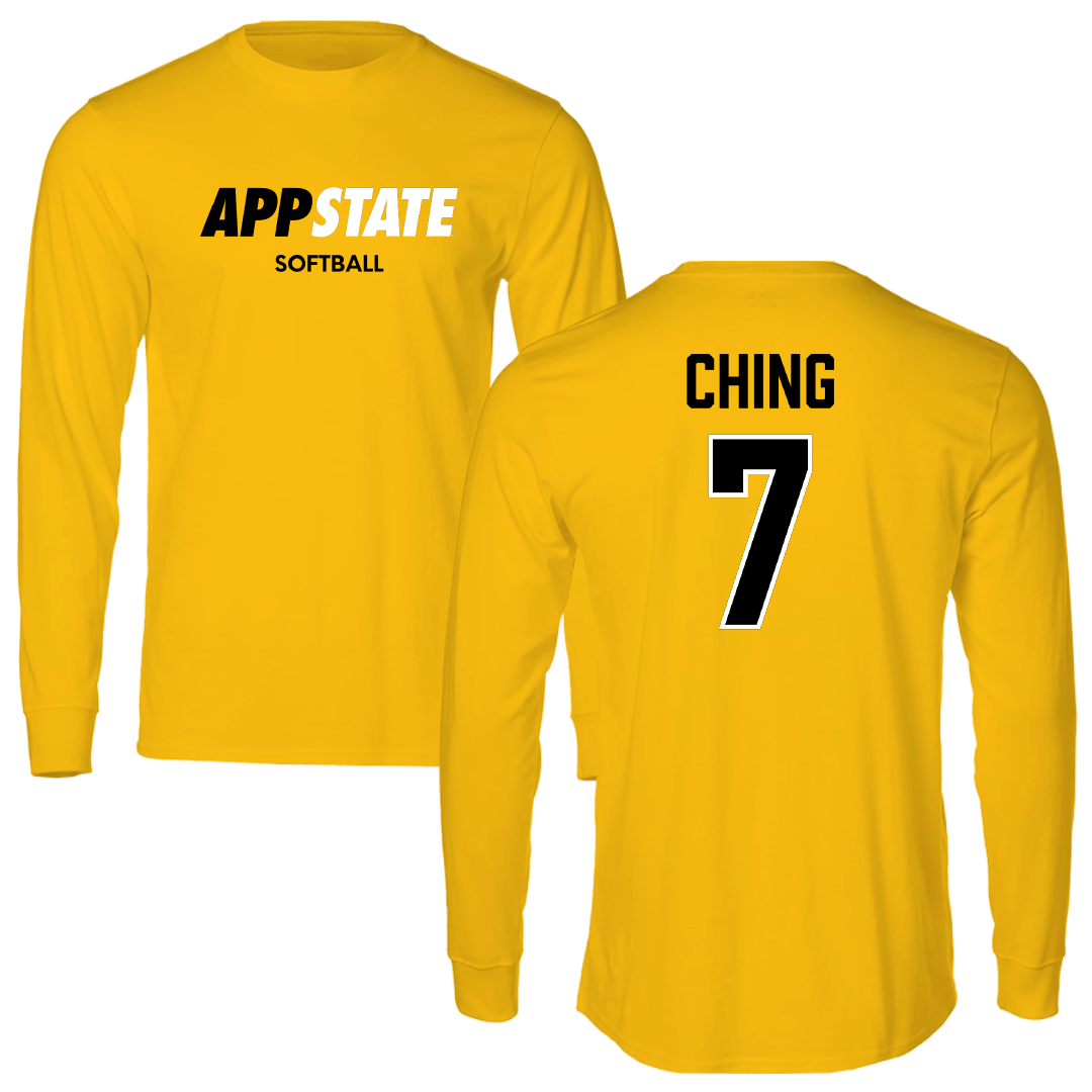 Appalachian State University Softball Gold Performance Long Sleeve - #7 Emilie Ching
