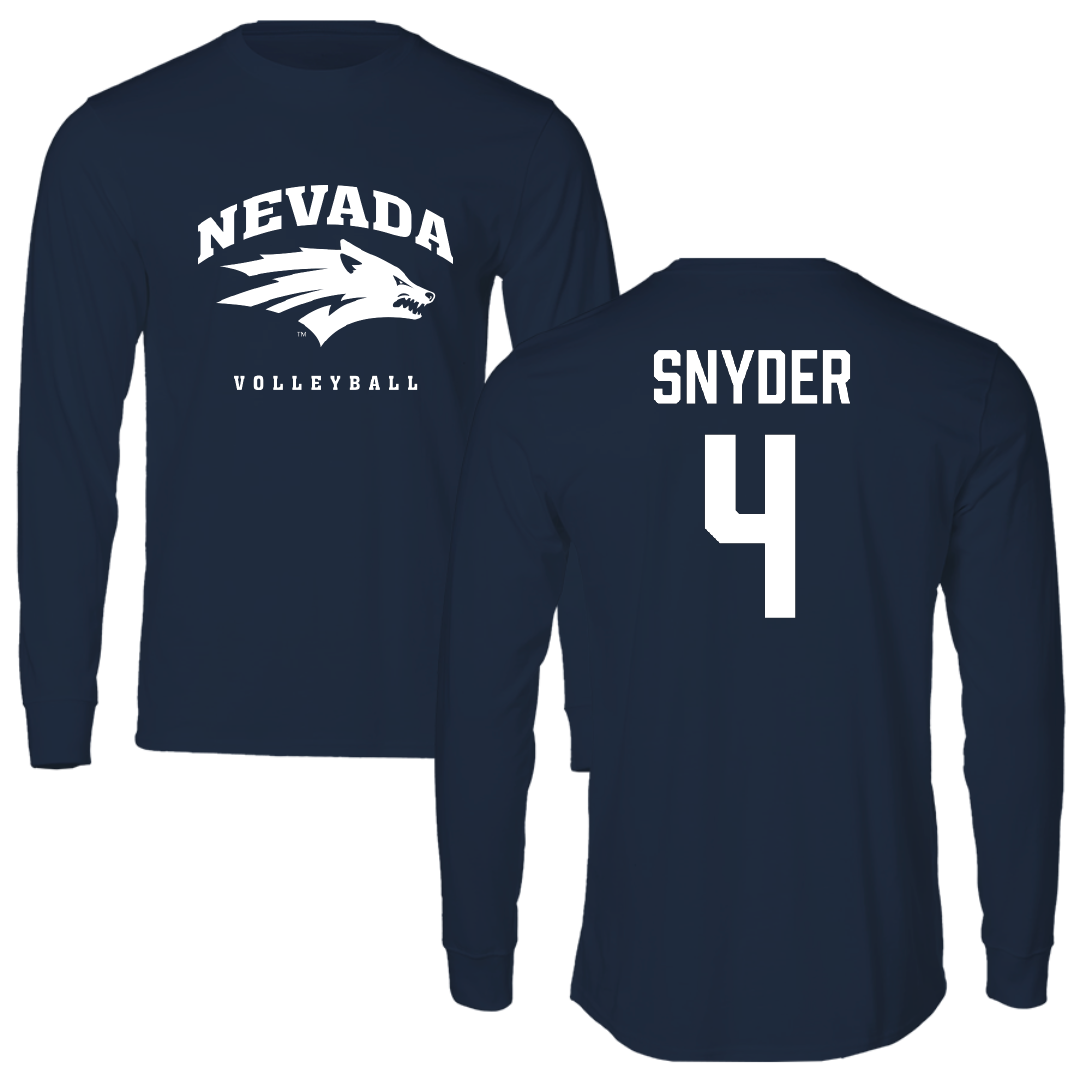 University of Nevada Volleyball Navy Performance Long Sleeve - #4 Bella Snyder