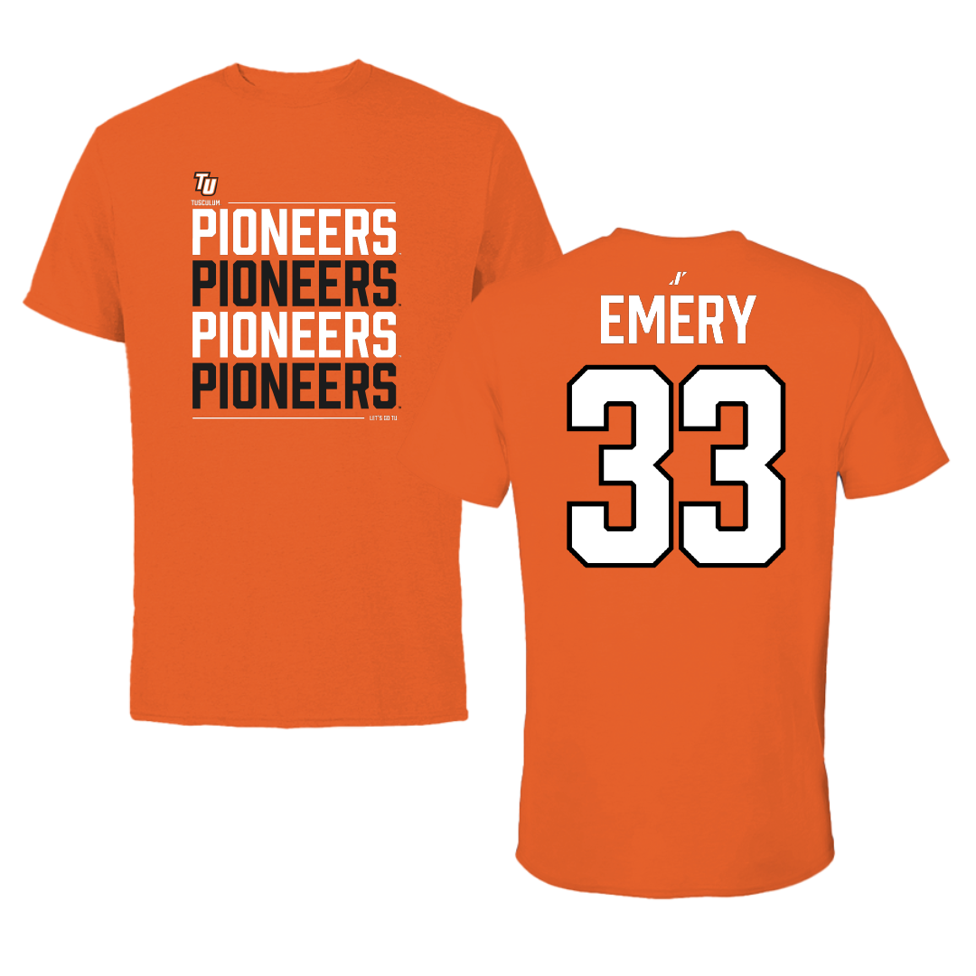 Tusculum University Baseball Orange General Performance Tee - #33 Cooper Emery
