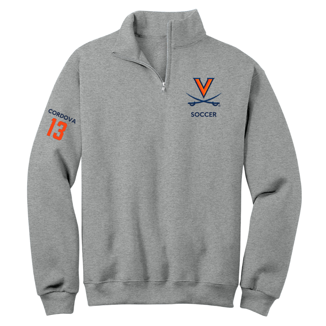 University of Virginia Soccer (M) Sport Gray Quarter-Zip - #13 Cesar Cordova
