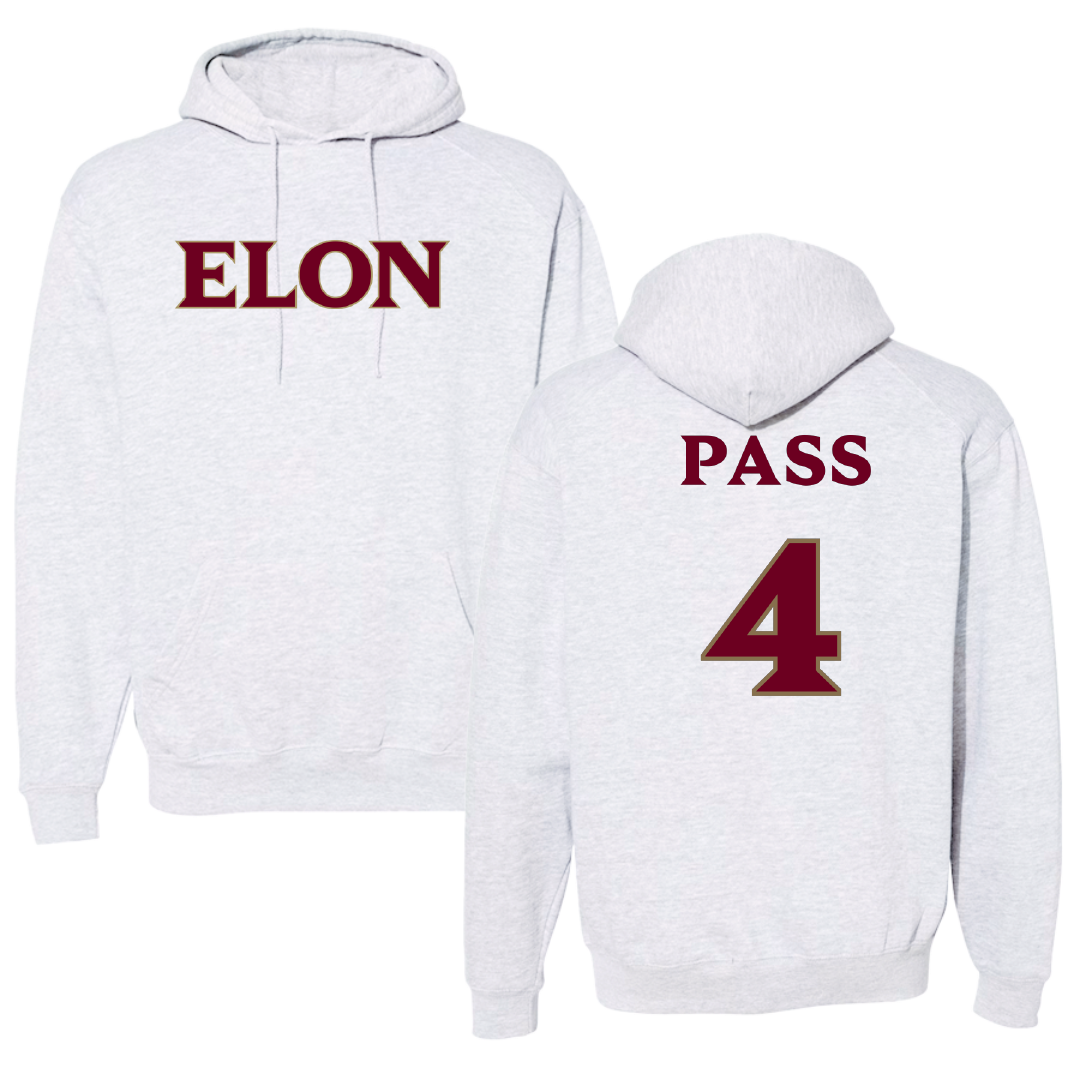 Elon University Basketball Light Gray Hoodie - #4 Maraja Pass
