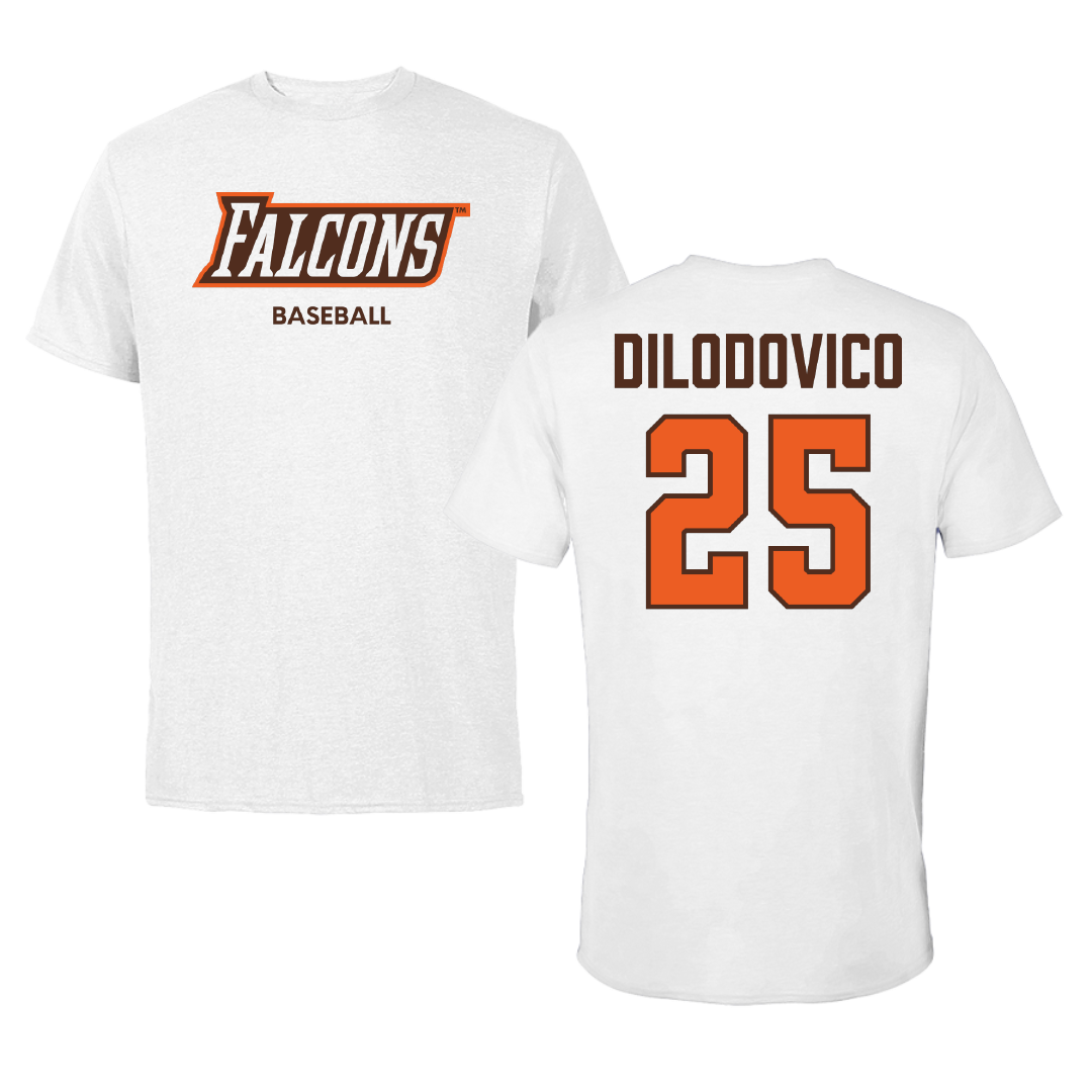 Bowling Green State University Baseball White Performance Tee - #25 Andrew DiLodovico