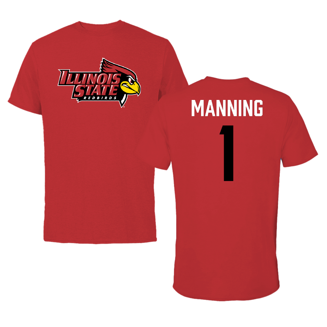 Illinois State University Baseball Red Redbird Performance Tee - #1 Jackson Manning