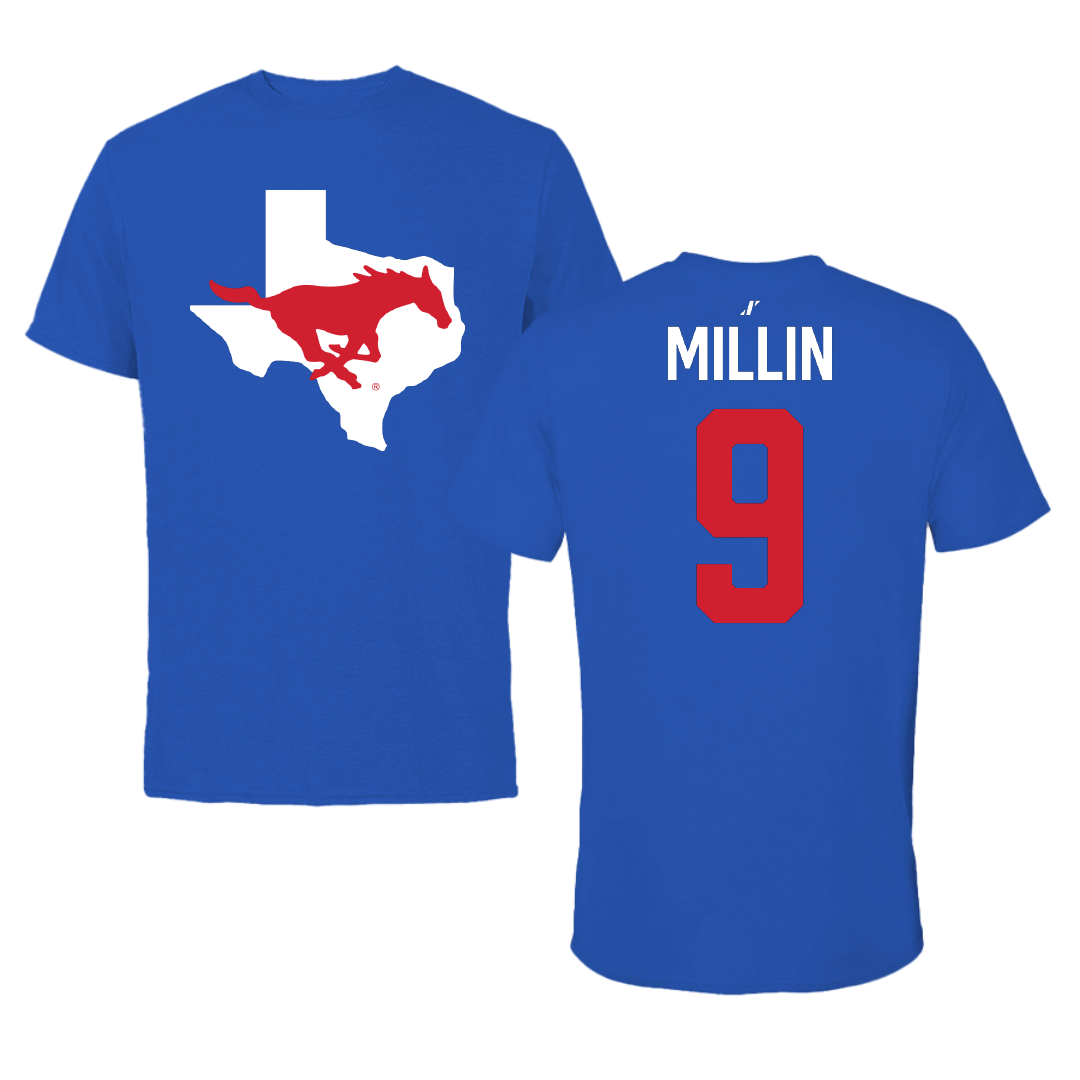 Southern Methodist University Soccer Blue State Performance Tee - #9 Julianna Millin