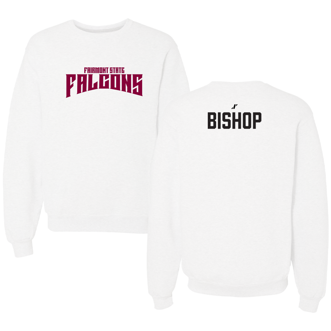 Fairmont State University Wrestling White Classic Crewneck - Justin Bishop
