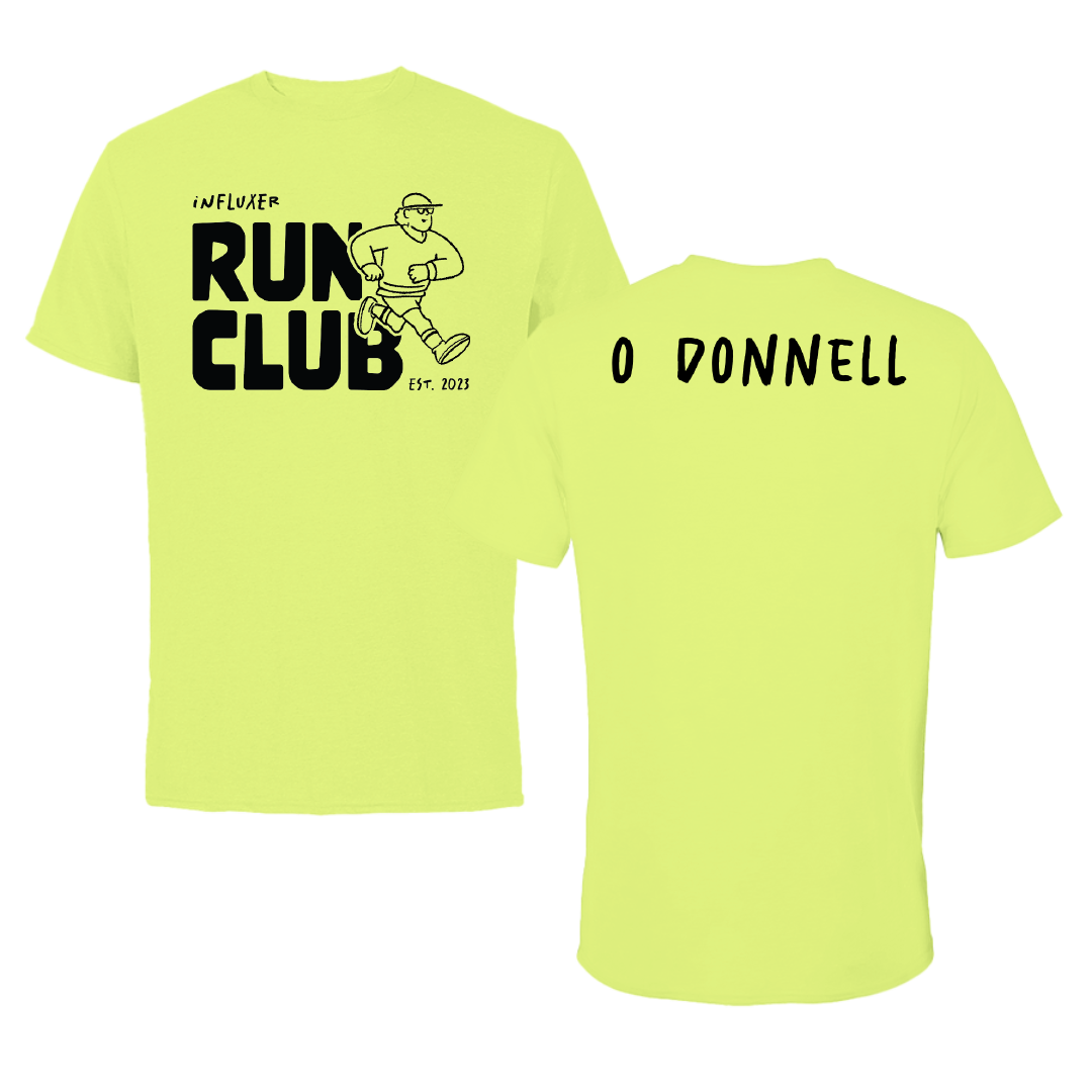Dallas Baptist University TF and XC Safety Yellow Influxer Run Club Performance Tee - Emme O'Donnell