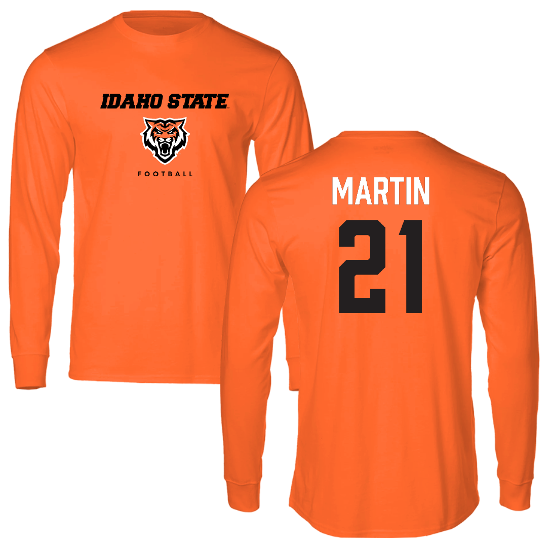 Idaho State University Football Orange Performance Long Sleeve - #21 Jacob Martin