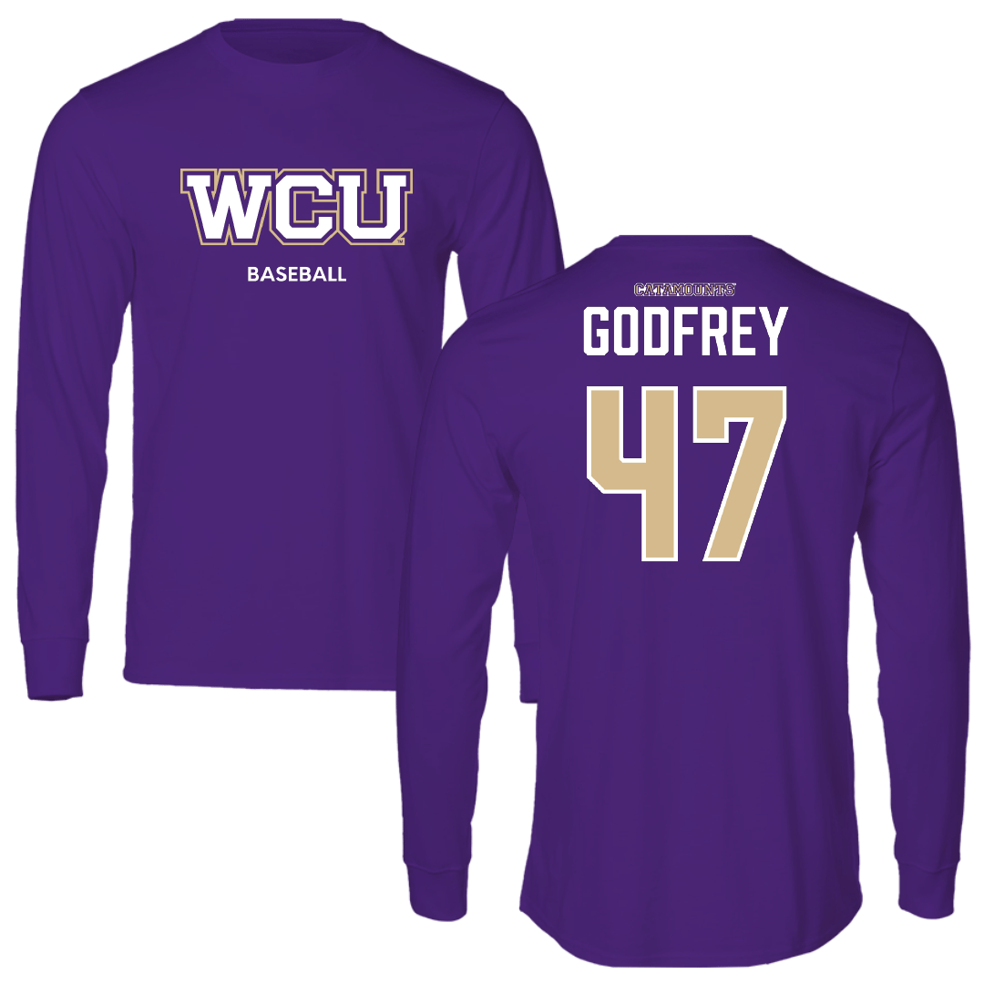 Western Carolina University Baseball Purple Performance Long Sleeve - #47 Jackson Godfrey