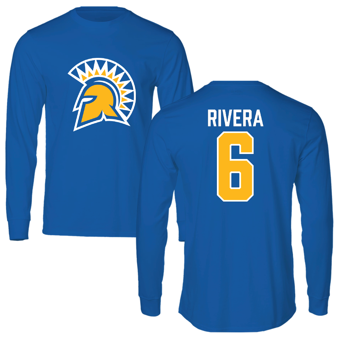 San Jose State University Soccer Blue Long Sleeve - #6 Gilberto Rivera