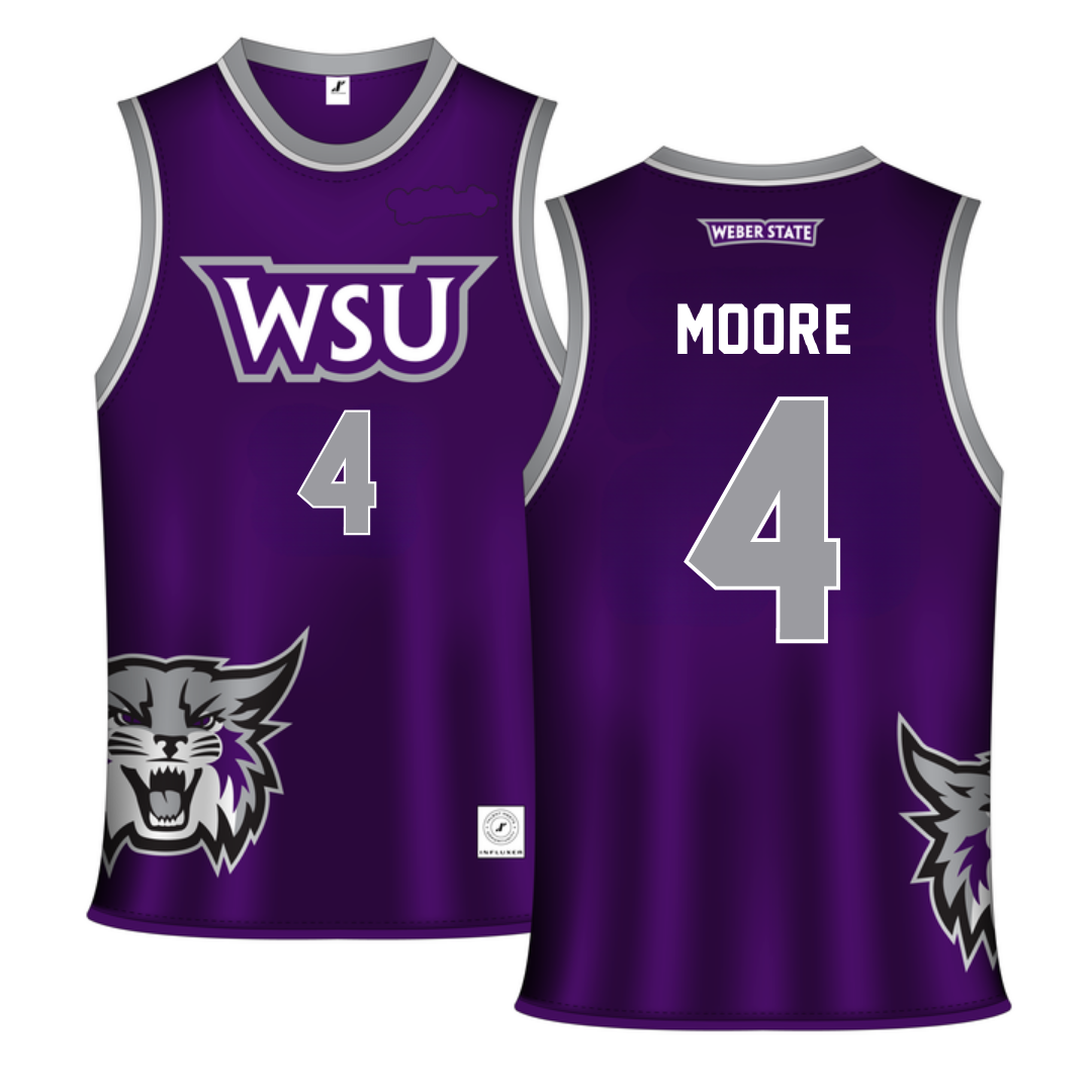 Weber State University Purple Basketball Jersey - #4 Anthony Moore