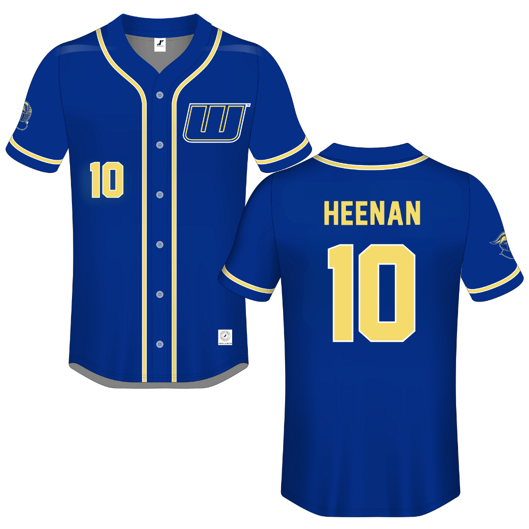 Worcester State University Blue Button-Down Jersey - #10 Camden Heenan