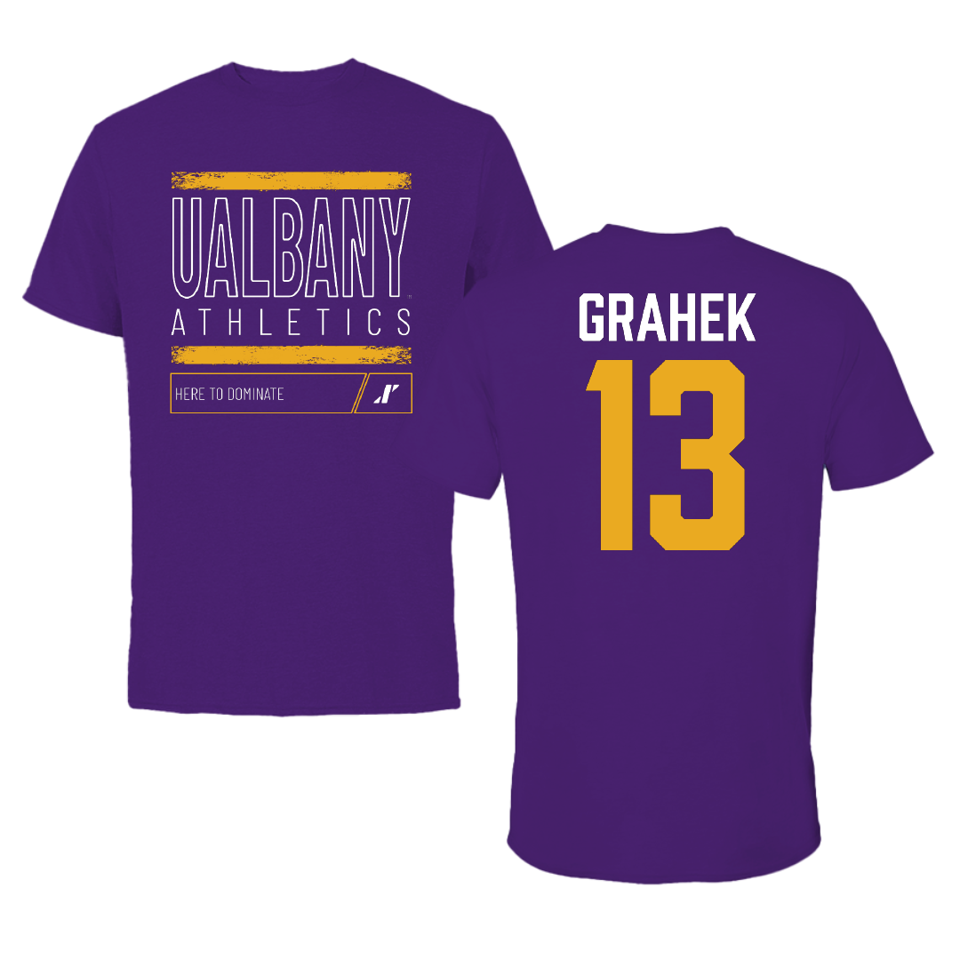 University at Albany Softball Purple Dominate Tee - #13 Deanna Grahek
