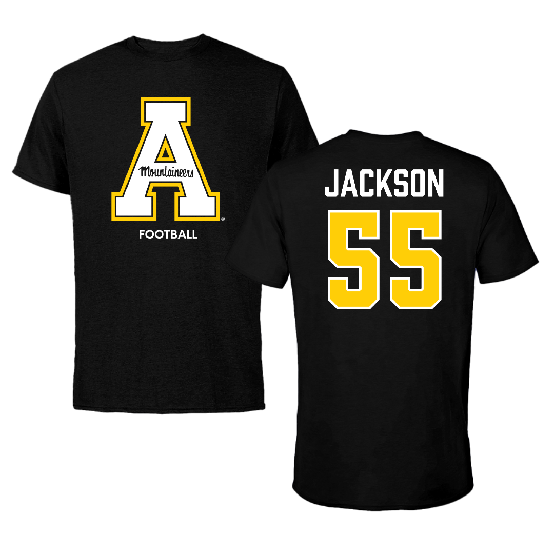 Appalachian State University Football Black Tee - #55 Shamarr Jackson