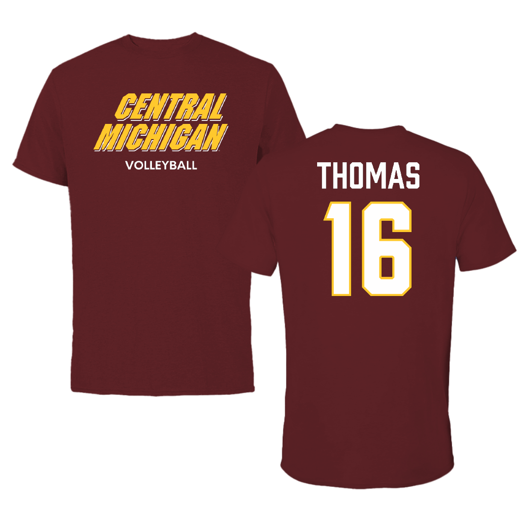 Central Michigan University Volleyball (W) Maroon Performance Tee - #16 Grace Thomas