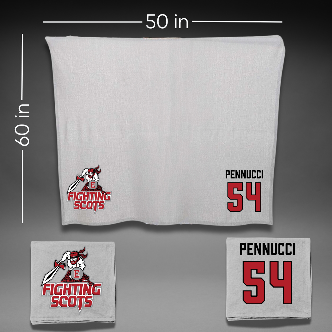 PennWest Edinboro Football Gray Blanket - #54 Nick Pennucci