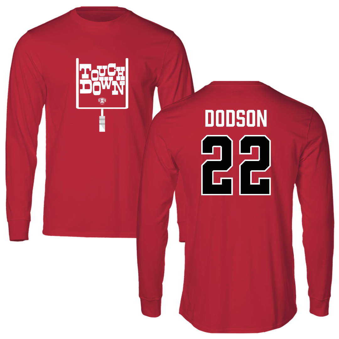 Central Washington University Football Crimson Touchdown Long Sleeve - #22 Chris Dodson
