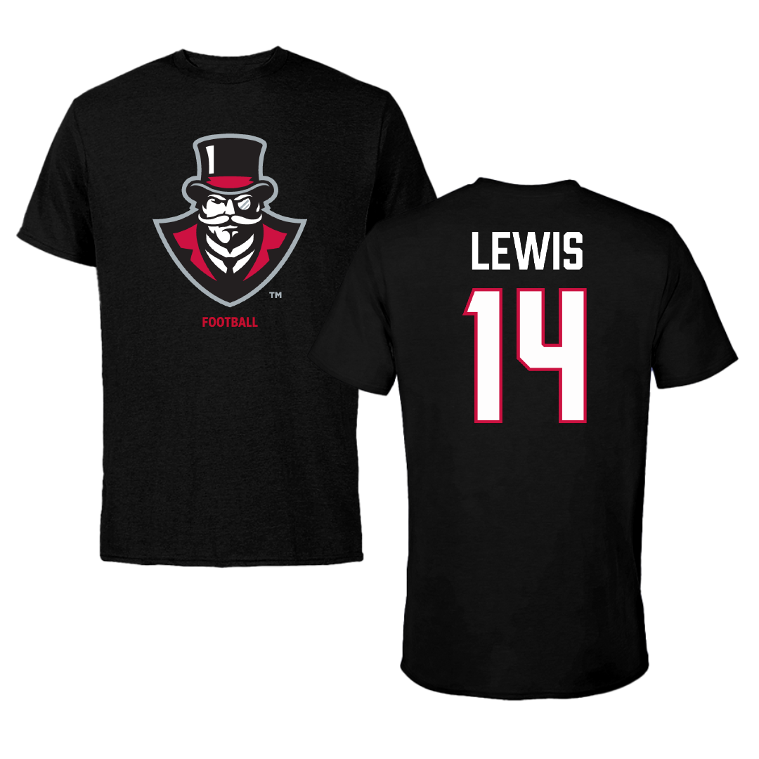 Austin Peay State University Football Black Performance Tee - #14 Christian Lewis
