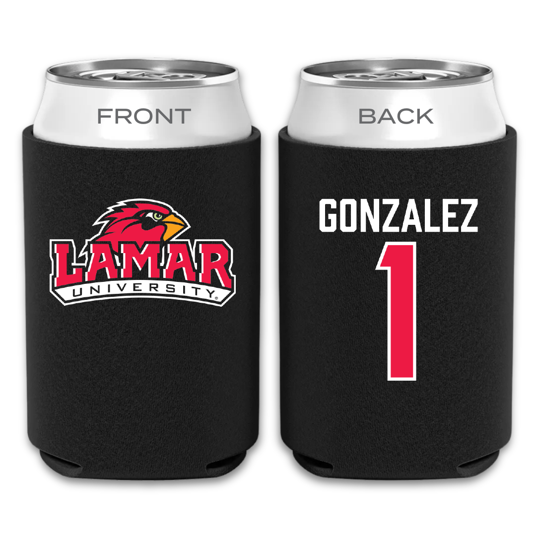 Lamar University Volleyball Black Can Cooler - #1 Monique Gonzalez