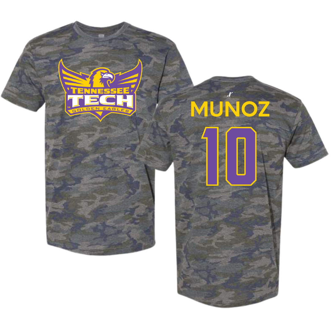 Tennessee Technological University Football Vintage Camo Tee - #10 Richie Munoz