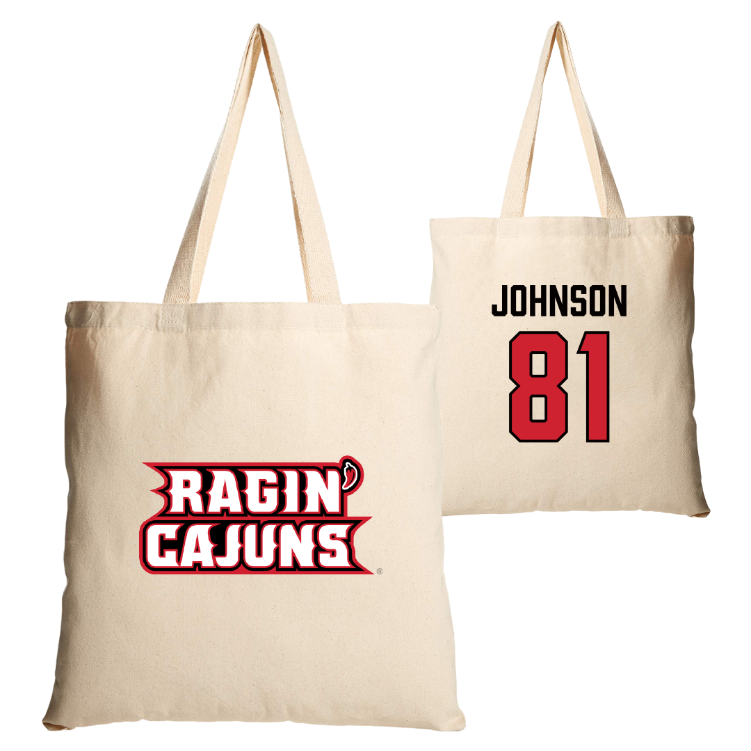 University of Louisiana at Lafayette Football Tan Canvas Tote Bag - #81 Jaydon Johnson
