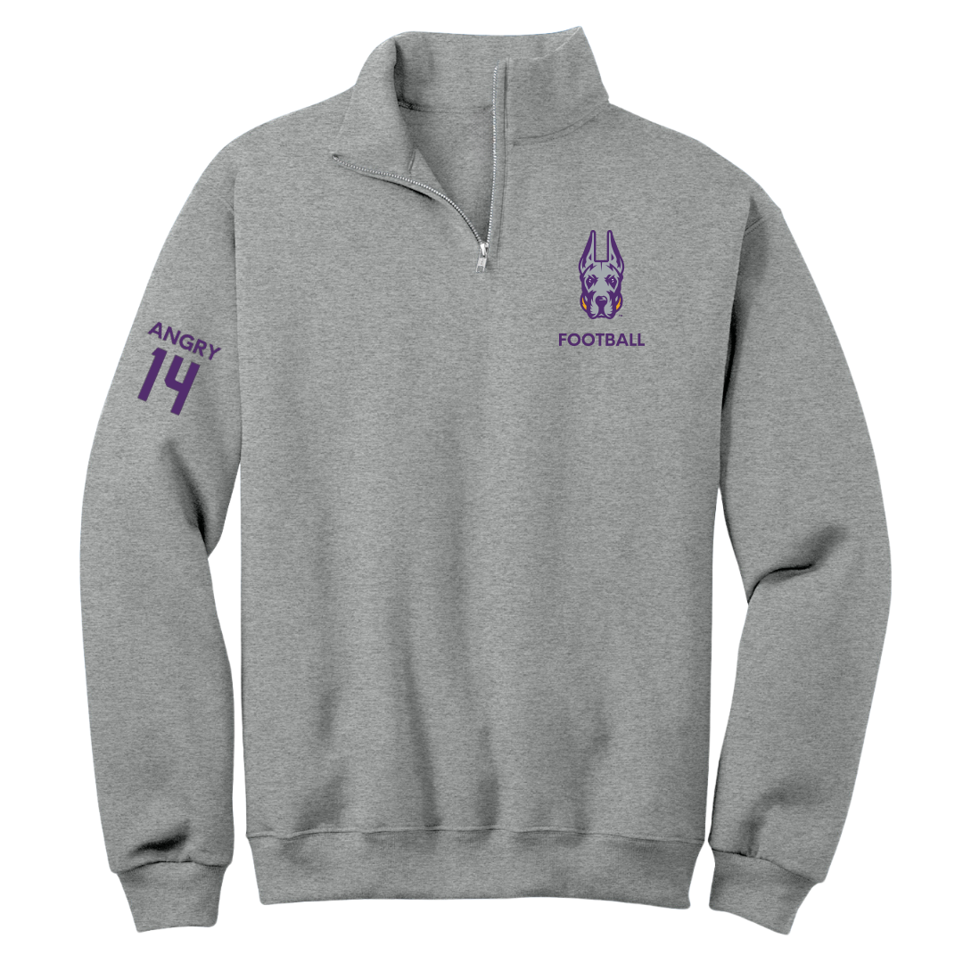 University at Albany Football Sport Gray Quarter-Zip - #14 Kevon Angry