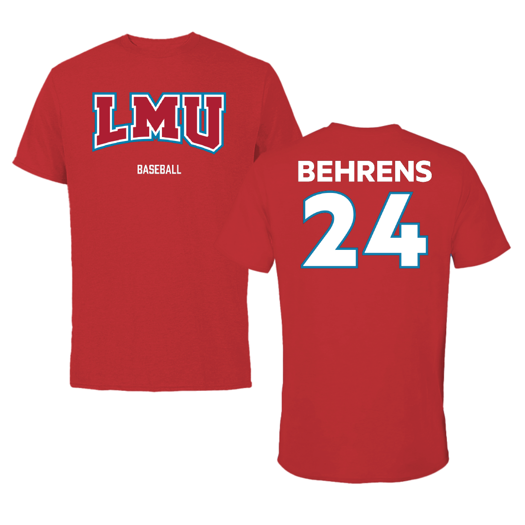 Loyola Marymount University Baseball Red Tee - #24 Adam Behrens