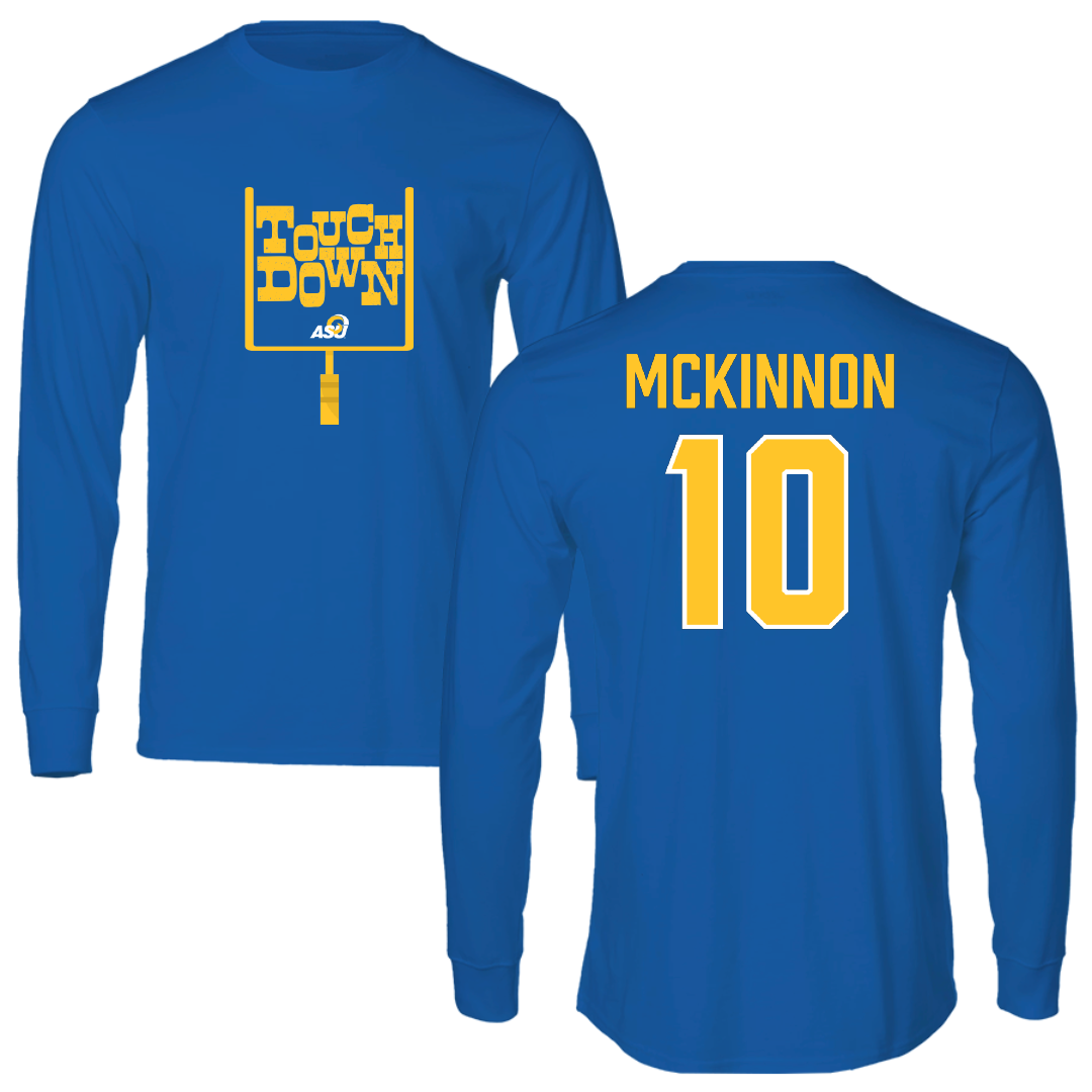 Angelo State University Football Blue Touchdown Long Sleeve - #10 Bobo McKinnon