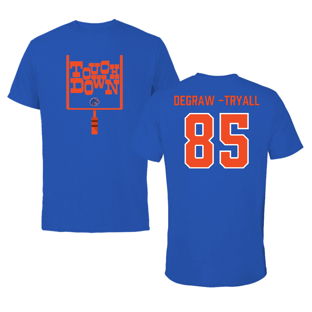 Boise State University Football Blue Touchdown Performance Tee - #85 Camden DeGraw -Tryall