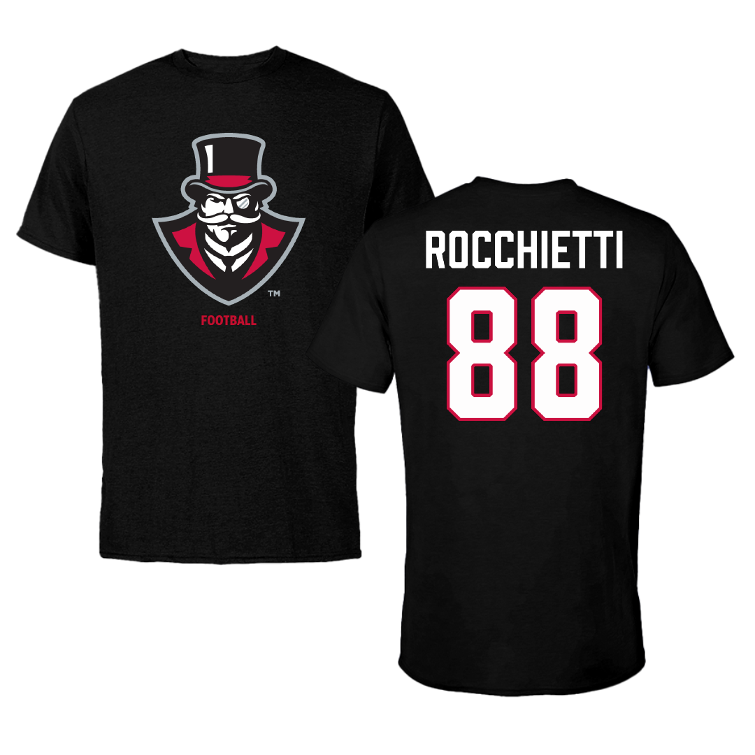 Austin Peay State University Football Black Performance Tee - #88 Corey Rocchietti