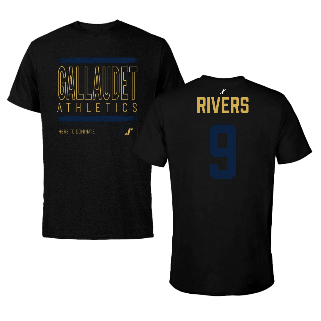 Gallaudet University Football Black Dominate Tee - #9 Lawrence Rivers