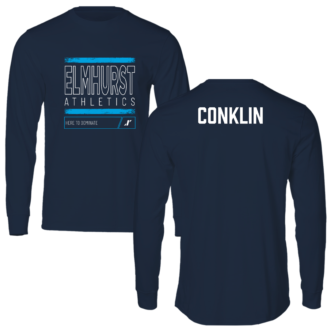 Elmhurst University Golf Navy Dominate Performance Long Sleeve - Carson Conklin