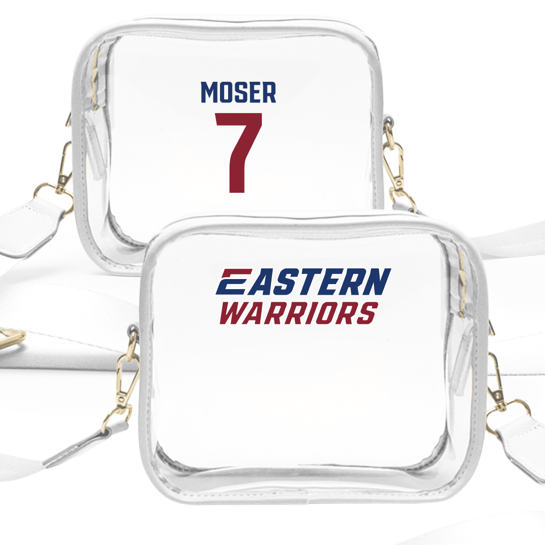 Eastern Connecticut State University Baseball White Clear Stadium Bag - #7 Ian Moser