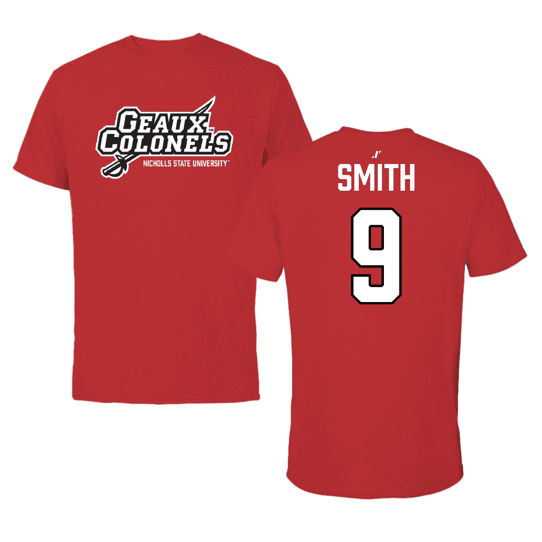 Nicholls State University Softball Red General Performance Tee - #9 Nevanna Smith