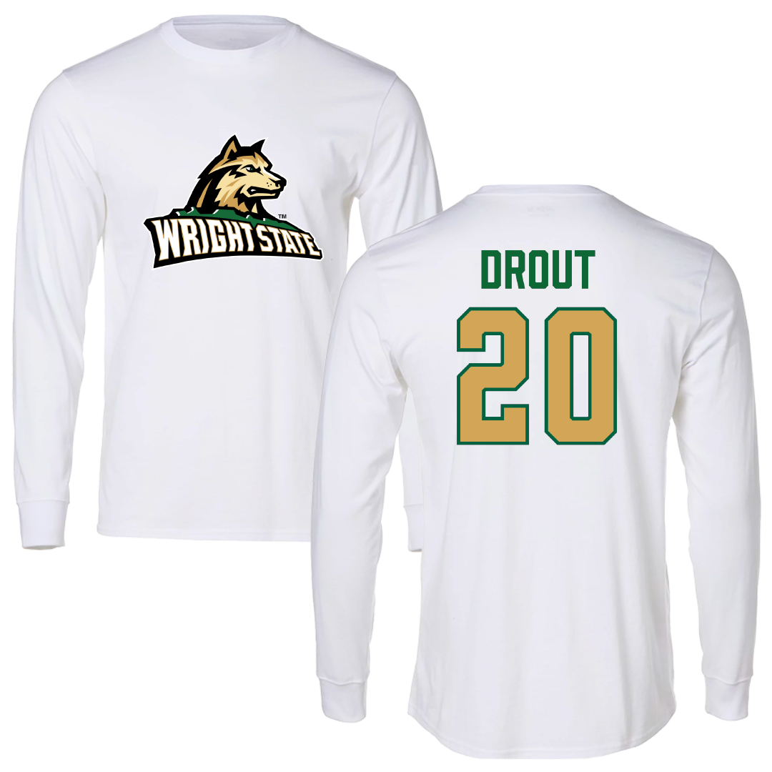Wright State University Basketball White Performance Long Sleeve - #20 MaKenzie Drout