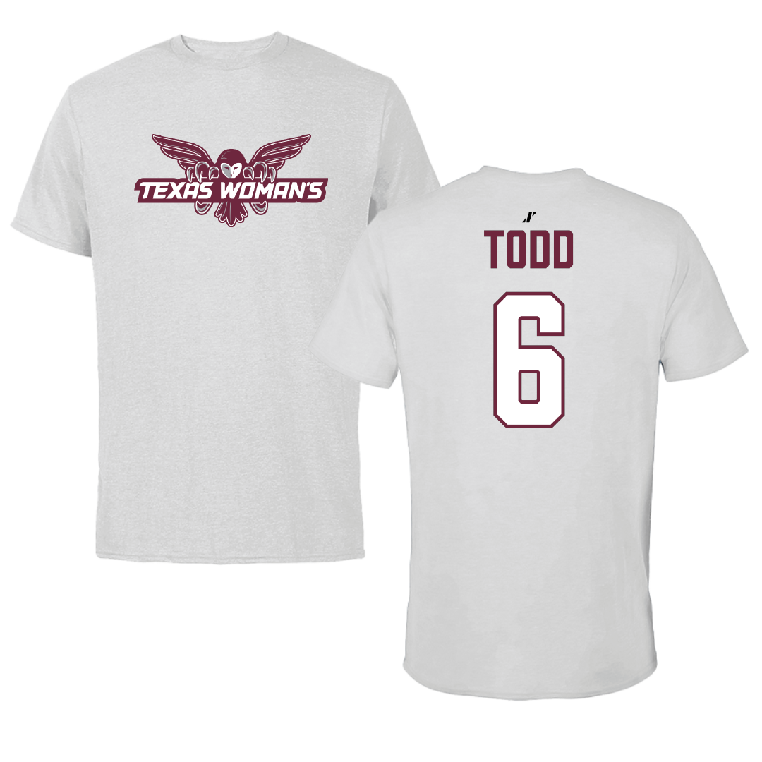 Texas Woman's University Softball Light Gray Performance Tee - #6 Riley Todd