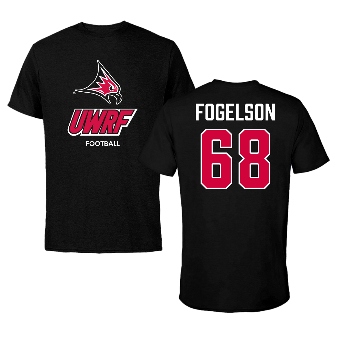 University of Wisconsin-River Falls Football Black Tee - #68 Blake Fogelson
