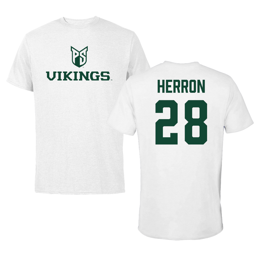 Portland State University Football White Tee - #28 Jordan Herron