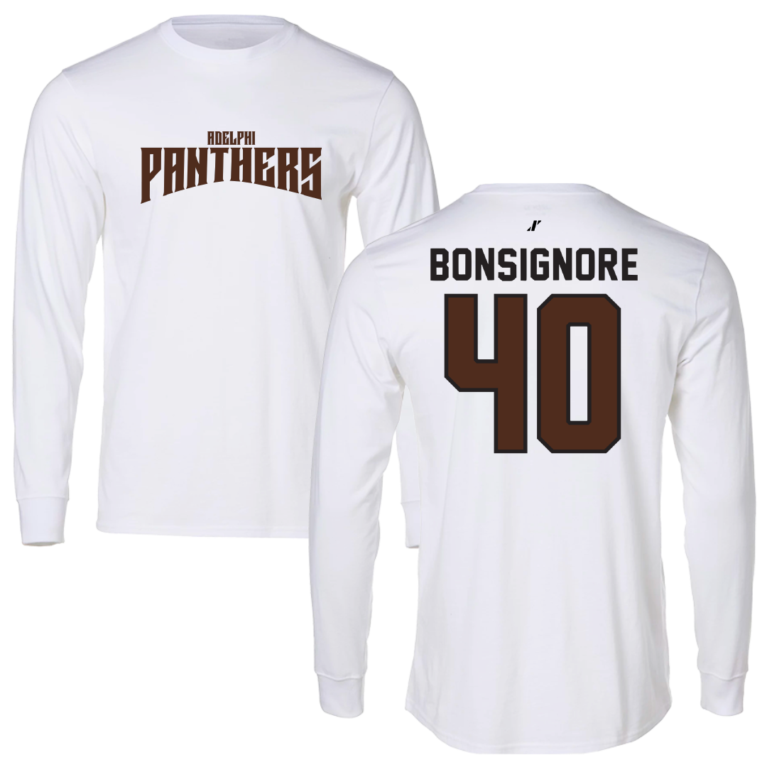 Adelphi University Baseball White Classic Performance Long Sleeve - #40 Tyler Bonsignore