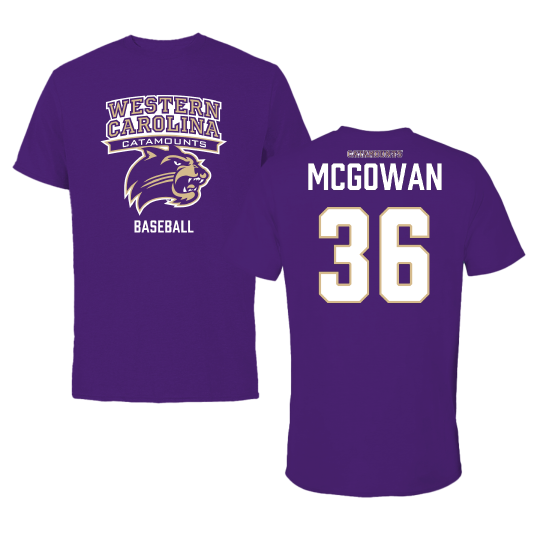 Western Carolina University Baseball Purple Tee - #36 Marshall McGowan