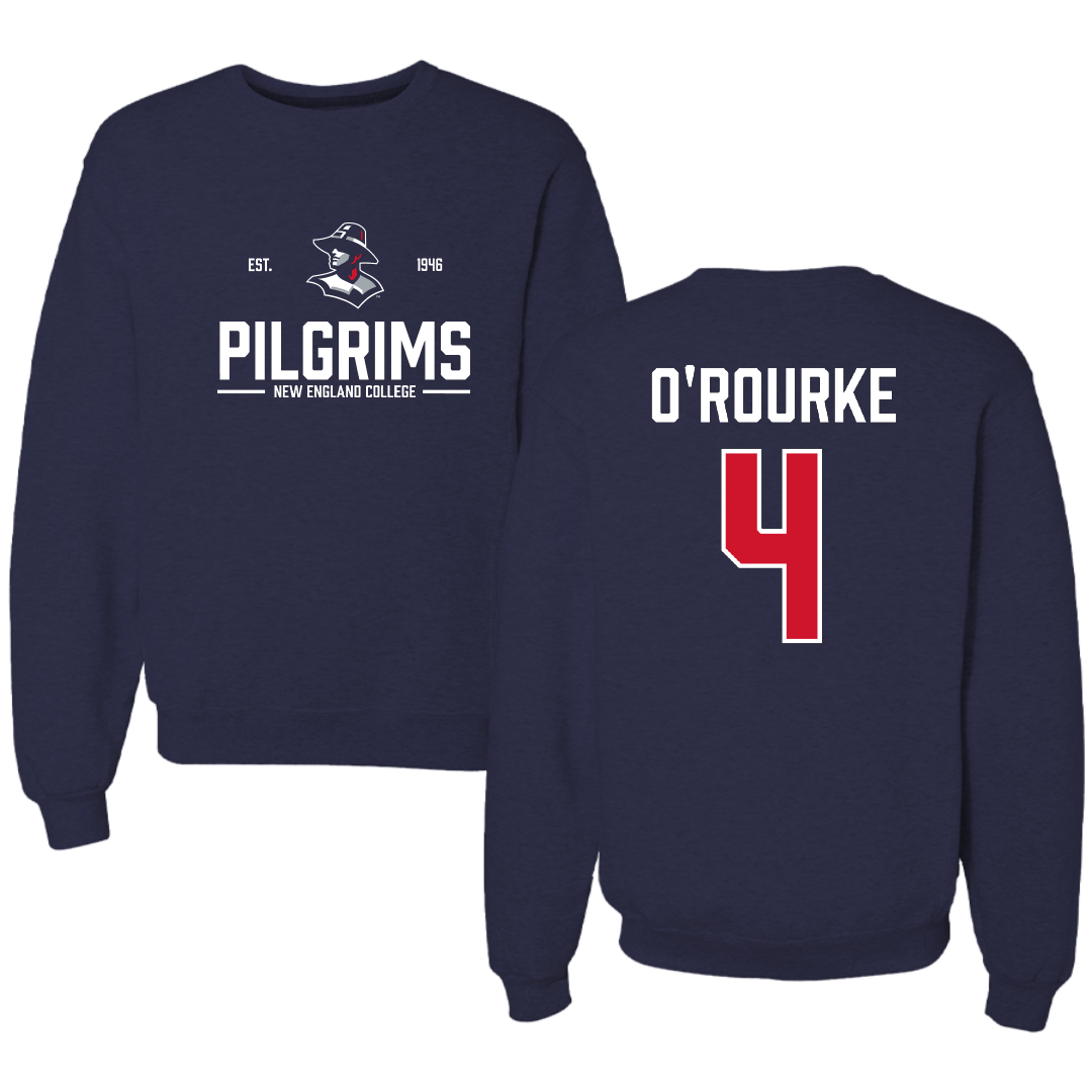 New England College Football Navy General Crewneck - #4 Matt O'Rourke