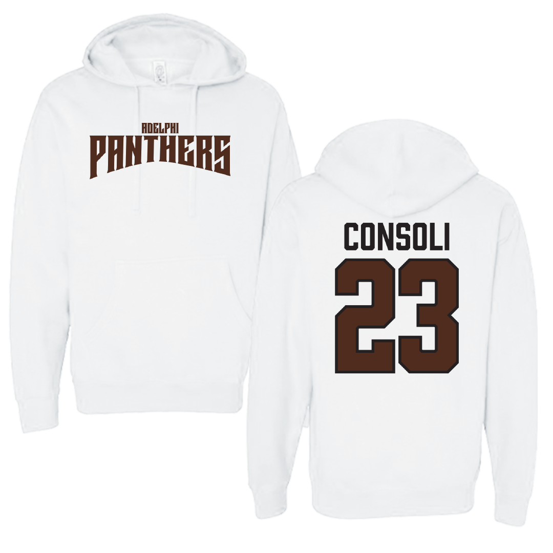 Adelphi University Soccer White Classic Hoodie - #23 Alessio Consoli
