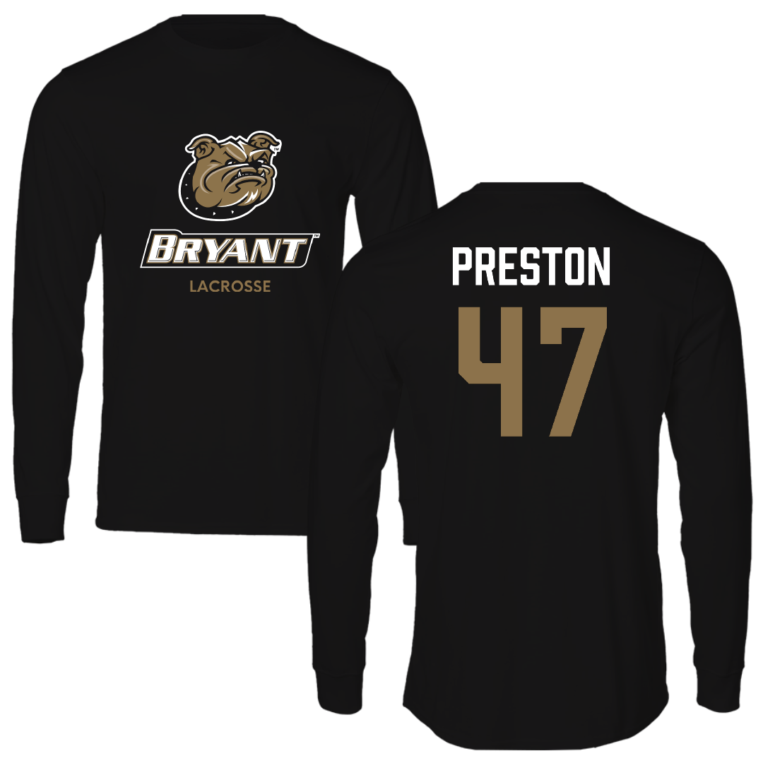 Bryant University Lacrosse (M) Black Performance Long Sleeve - #47 Trevor Preston